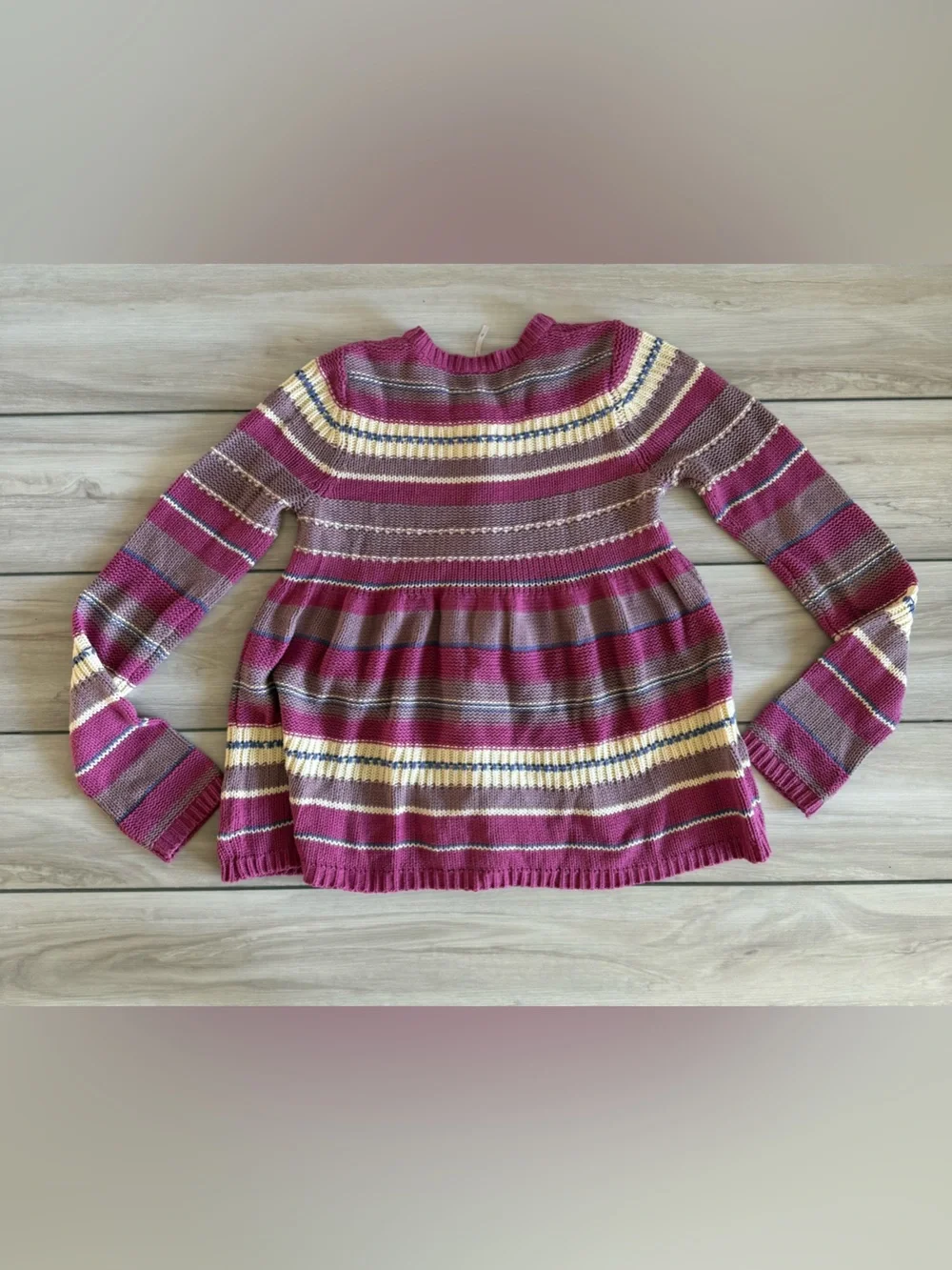 Free People Babydoll Striped Button Cardigan Pink Small EUC